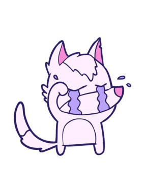 Parlak ışık efekti çizgi film ağlayan kurt gözlerini ovuşturuyor.