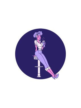 Dövmenin animasyonu geleneksel tarzda milkshake içen bir kızın canlandırması.