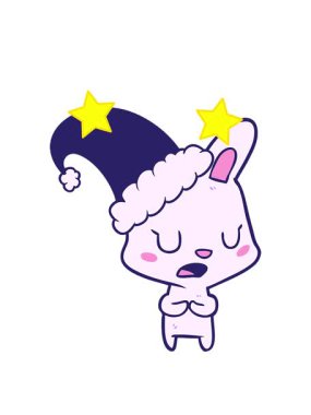 dönen yıldızlar çizgi film tavşanının Noel şapkası taktığı animasyonlar.