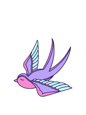 Dövmenin hareketli animasyonu geleneksel kırlangıç stilinde