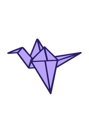 Japon yapımı katlanmış kanatlı bir vincin hareketli animasyonu.