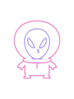 Düşünceli görünen küçük bir uzaylının çizgi karalaması hareketli animasyon.