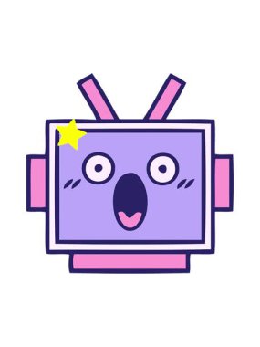 Parıldayan yıldızlar sevimli robot kafasının animasyonunu etkiler.