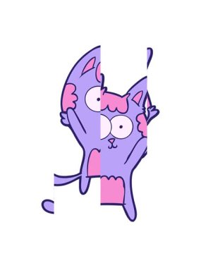 Mutlu çizgi film kedisinin bölünmüş hareket animasyonu