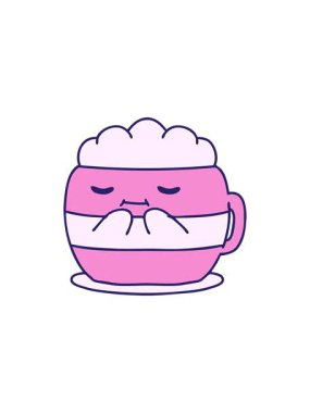 Sıcak çikolata dolu mutlu bir kupanın yıldız patlaması etkisi animasyonu