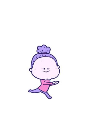 Mutlu, yaşlı bir kadının çizgi filminin canlandırması.