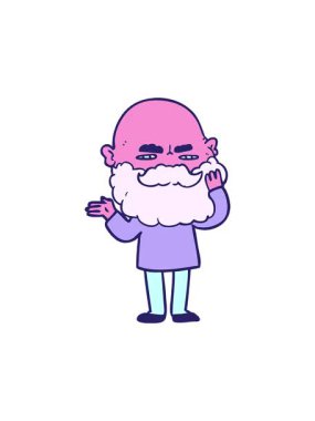 Çizgi filmdeki sakallı adamın hareketli animasyonu çatık kaşlı