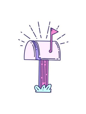 Geleneksel dövme stili kapalı posta kutusunun titreşimli animasyonu