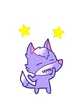 dönen yıldızlar dişlerini gösteren bir kurdun animasyonu