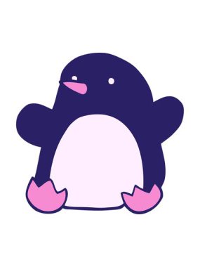 Dans eden karikatür pengueninin parlak ışık efektleri