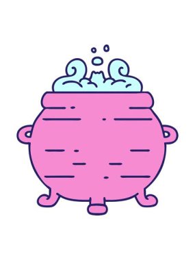 Sihirli iksirlerle kaynayan ve dolup taşan çizgi film kazanı animasyonunu bob ve duraklat