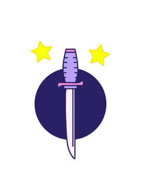 dönen yıldızlar bir hançerin ikonik dövme görüntüsünün animasyonu