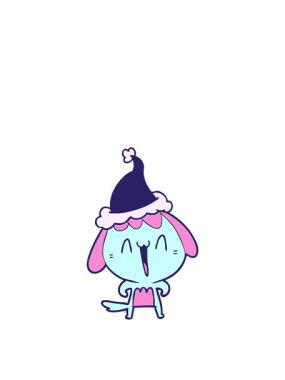 Bir köpeğin Noel şapkasıyla çizilmiş çiziminin hareketli animasyonu.