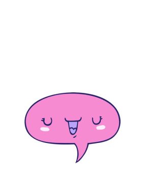 Konuşma baloncuklu sevimli mutlu yüz çizgi filminin zıplama hareketi