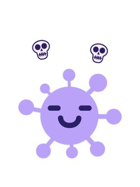 basit mutlu virüs çizgi filminin kafatası animasyonu