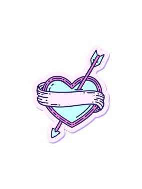 Yıldız patlaması etkisi, dövme stilistinin geleneksel ok kalp ve bayrak stilinde canlandırılması