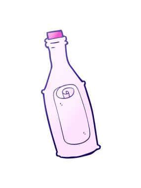 Şişedeki çizgi film mesajının hareketli animasyonunu oynat