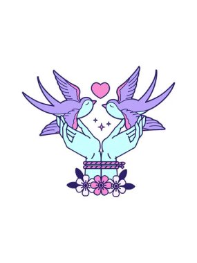 Dövmenin hareketli animasyonunu geleneksel elleri bağlı ve yutuyor.