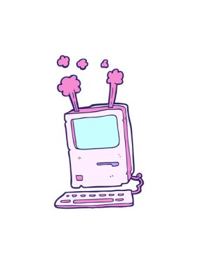 eski bir bilgisayarın karikatürünün hareketli animasyonu