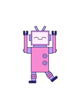 Bir robot resminin karikatürünün dikkat çekici animasyonu