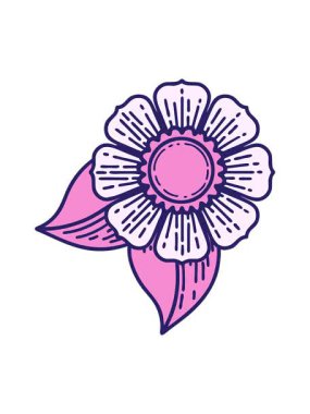 Dövme stili dekoratif çiçeğin çiziminin parlak ışık efekti