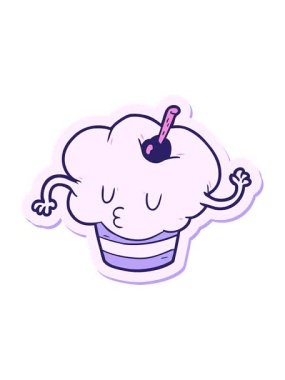 Çizgi film kekinin çıkartmasının hareketli animasyonu.