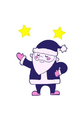 dönen yıldızlar çizgi film Noel Baba illüstrasyonunun animasyonu