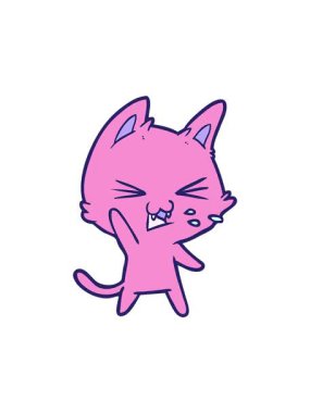 Bir kedinin tıslamasının çizgi film karalamalarının dönen hareketi.