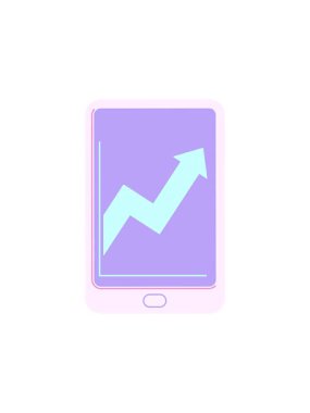 İş performansı grafik vektör resimleme simgesini gösteren elektronik tabletin yıldız patlaması etkisi canlandırması