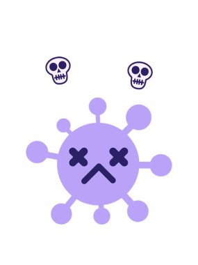 etkilenmemiş ölü virüsün kafatası animasyonu