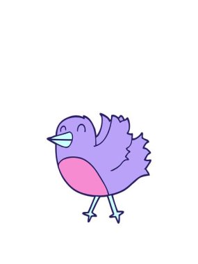 Çizgi filmin animasyonunu genişletiyorum neşeli parlak kuş