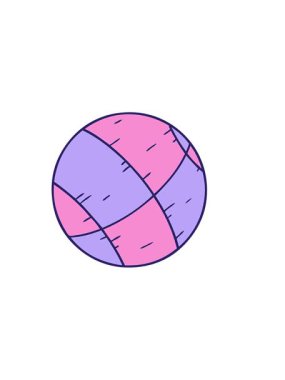 Yatay olarak titreşen el çizimi bir basket topunun çizgi film karalaması