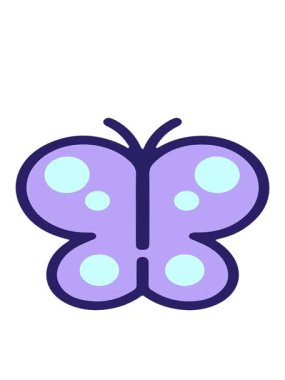 basit ama sevimli resimli kelebeğin hareketli animasyonu