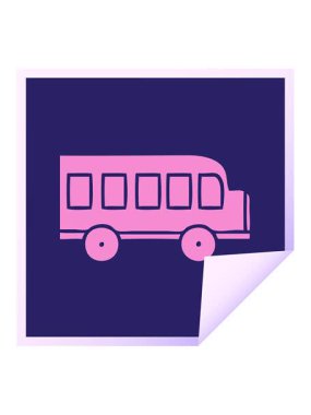 Okul otobüsünün kare soyulmuş çıkartma karikatürünün ışık efekti