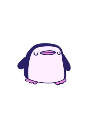 Yanıp sönen radyal çizgiler sevimli bir penguenin karalama çiziminin animasyonu kawaii