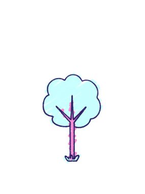 Karikatür Ağaç Tebeşiri illüstrasyonunun zıplama hareketi