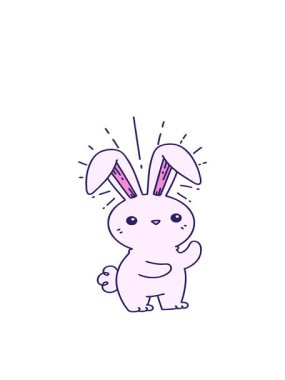 Geleneksel dövme stili şirin bir tavşanın hareketli canlandırması