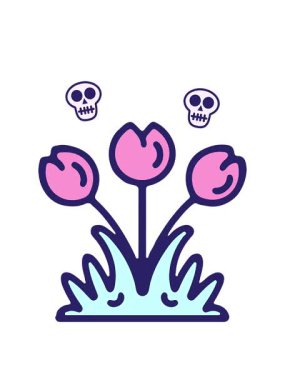 basit lale çiçeğinin kafatası animasyonu