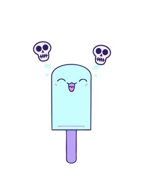 el animasyonu dönen kafatasları çizilmiş tuhaf çizgi film turuncu buz lolipopu