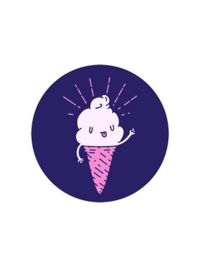 Dövme stili bir dondurma karakterinin radyoaktif ışıldayan animasyonu