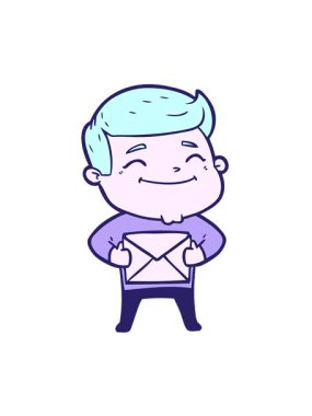 Paketli mutlu çizgi film adamının hareketli animasyonu