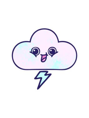 Bir fırtına bulutunun retro grunge doku çizgi filminin dikkat çekici animasyonu