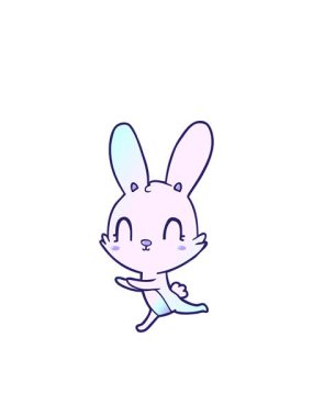 Yanıp sönen radyal çizgiler sevimli çizgi film retro tavşanının animasyonu