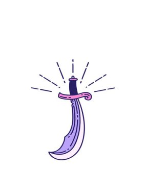 Geleneksel dövme stili kılıcın hareketli canlandırması