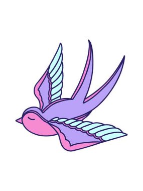 Dövmenin hareketli animasyonunu geleneksel kırlangıç stilinde yapmak