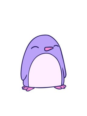 Yanıp sönen radyal çizgiler sevimli bir penguenin çizgi film karalamalarının animasyonu