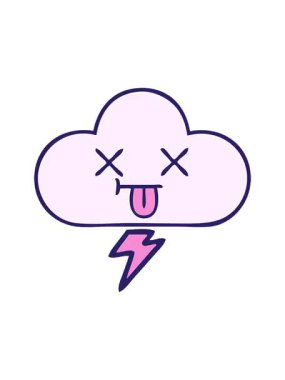 Bir gök gürültüsü bulutunun gradyan gölgelendirilmiş çizgi filminin efekt canlandırması