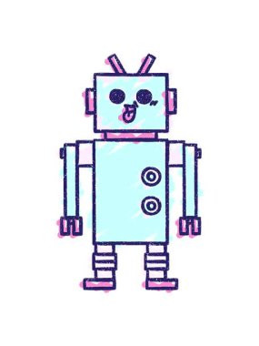 Mutlu Robot Tebeşir Çiziminin Animasyonunu Durdur ve Durdur