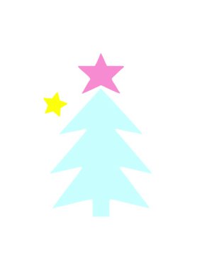 Parıldayan yıldızlar, bir Noel ağacı simgesinin düz sembolünün canlandırılmasını etkiler.