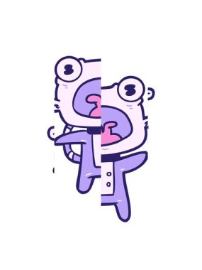 Karikatür garip uzaylının bölünmüş hareket animasyonu